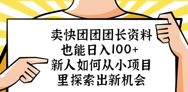 卖快团团团长资料也能日入100+新人如何从小项目里探索出新机会-福喜网创