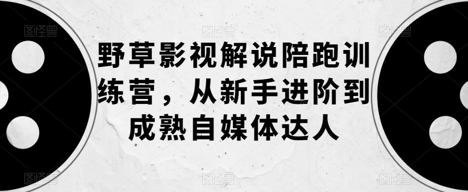 野草影视解说陪跑训练营，从新手进阶到成熟自媒体达人-福喜网创