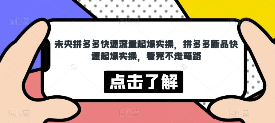 未央拼多多快速流量起爆实操，拼多多新品快速起爆实操，看完不走弯路-福喜网创