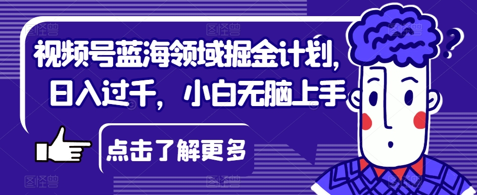 视频号蓝海领域掘金计划，日入过千，小白无脑上手【揭秘】-福喜网创