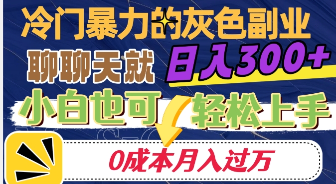 冷门暴利的副业项目，聊聊天就能日入300+，0成本月入过万【揭秘】-福喜网创