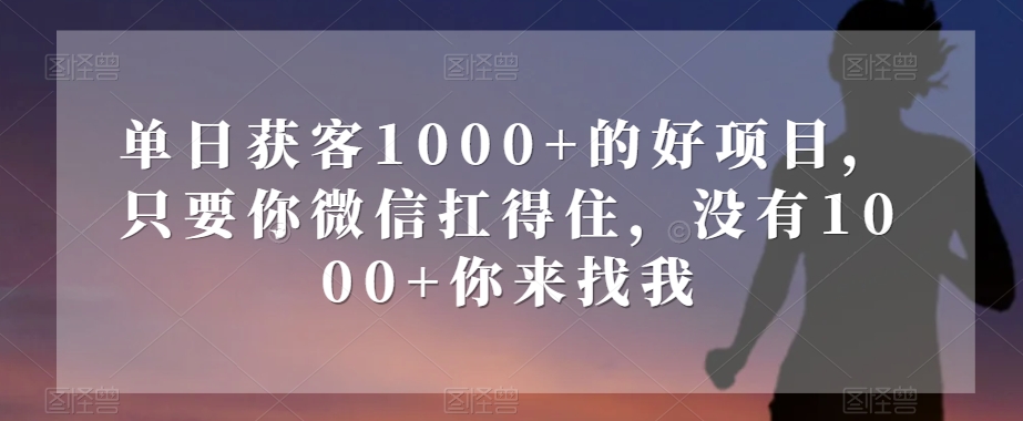 单日获客1000+的好项目，只要你微信扛得住，没有1000+你来找我【揭秘】-福喜网创