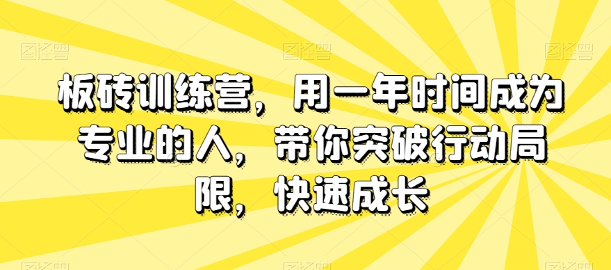 板砖训练营，用一年时间成为专业的人，带你突破行动局限，快速成长-福喜网创