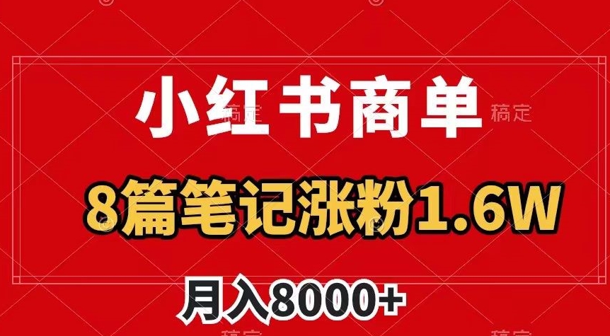 小红书商单最新玩法，8篇笔记涨粉1.6w，作品制作简单，月入8000+【揭秘】-福喜网创