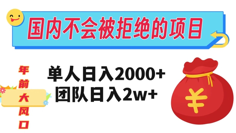 在国内不怕被拒绝的项目，单人日入2000，团队日入20000+【揭秘】-福喜网创