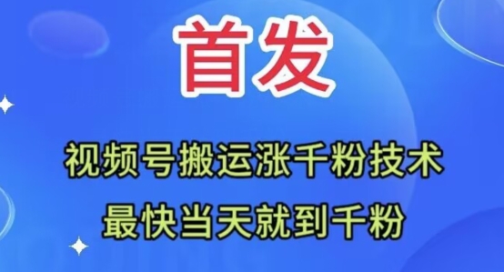 全网首发：视频号无脑搬运涨千粉技术，最快当天到千粉【揭秘】-福喜网创
