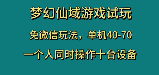 梦幻仙域游戏试玩，免微信玩法，单机40-70，一个人同时操作十台设备【揭秘】-福喜网创
