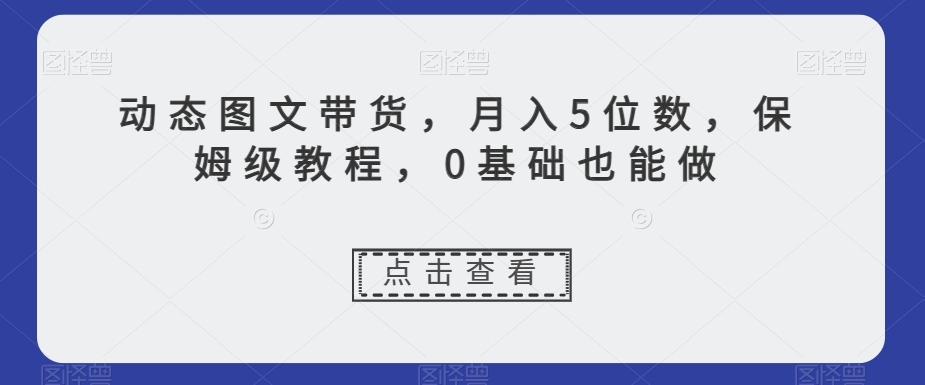 动态图文带货，月入5位数，保姆级教程，0基础也能做【揭秘】-福喜网创