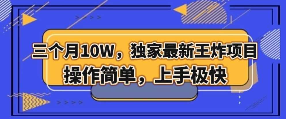 三个月10W，独家最新王炸项目！操作简单，上手极快【揭秘】-福喜网创