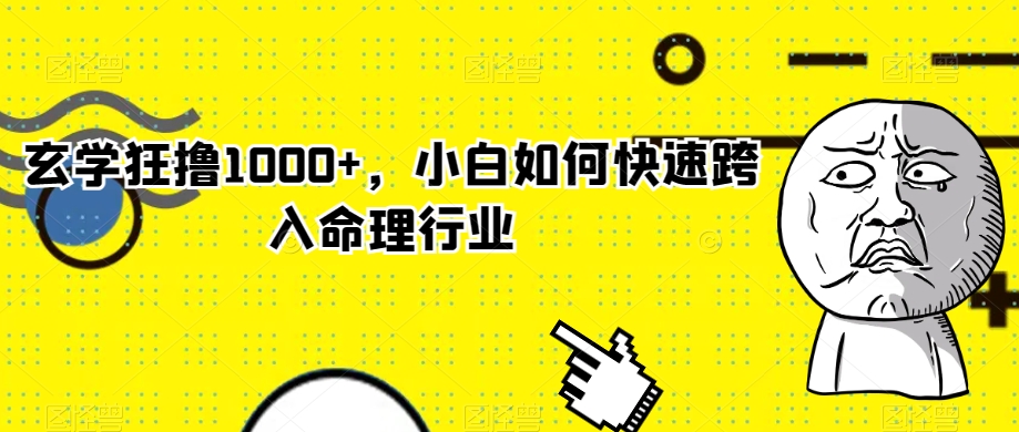 玄学狂撸1000+，小白如何快速跨入命理行业【揭秘】-福喜网创