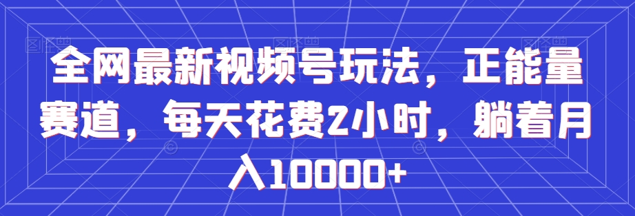 全网最新视频号玩法，正能量赛道，每天花费2小时，躺着月入10000+【揭秘】-福喜网创