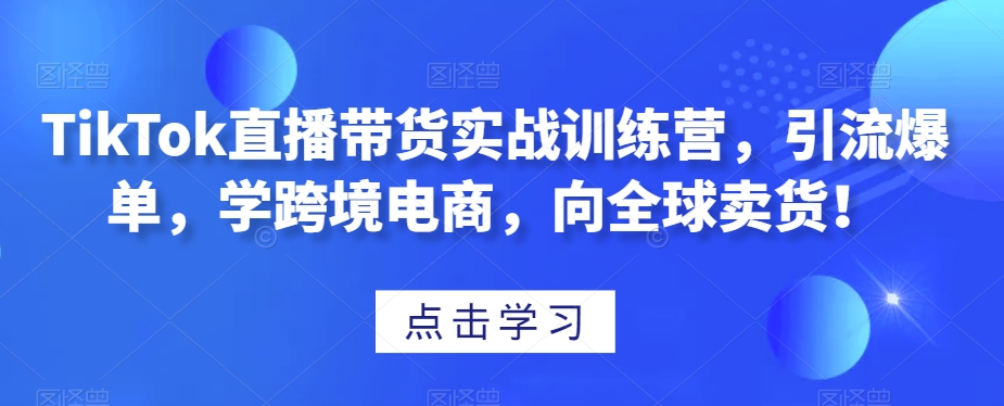 TikTok直播带货实战训练营，引流爆单，学跨境电商，向全球卖货！-福喜网创