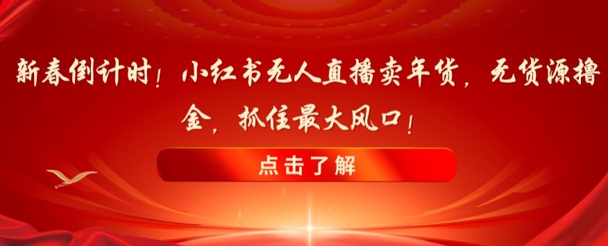 新春倒计时！小红书无人直播卖年货，无货源撸金，抓住最大风口【揭秘】-福喜网创