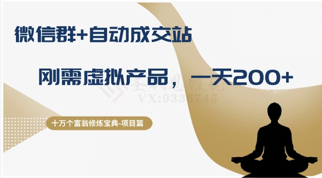 十万个富翁修炼宝典之8.微信群+自动成交站，刚需虚拟产品，一天200+-福喜网创