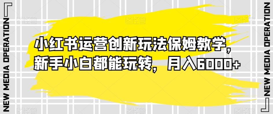 小红书运营创新玩法保姆教学，新手小白都能玩转，月入6000+【揭秘】-福喜网创