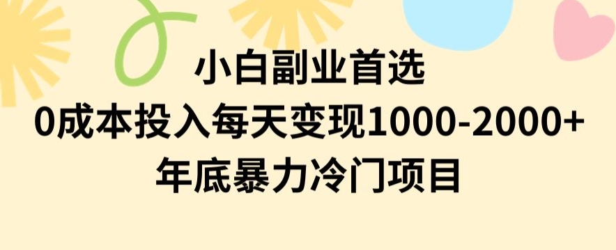 小白副业首选，0成本投入，每天变现1000-2000年底暴力冷门项目【揭秘】-福喜网创