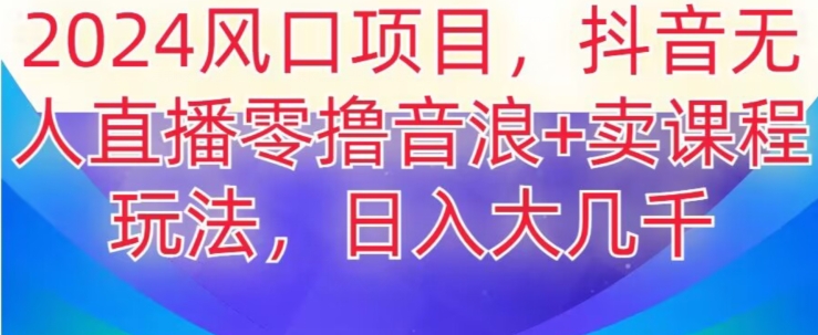 2024风口项目，抖音无人主播撸音浪+卖课程玩法，日入大几千【揭秘】-福喜网创