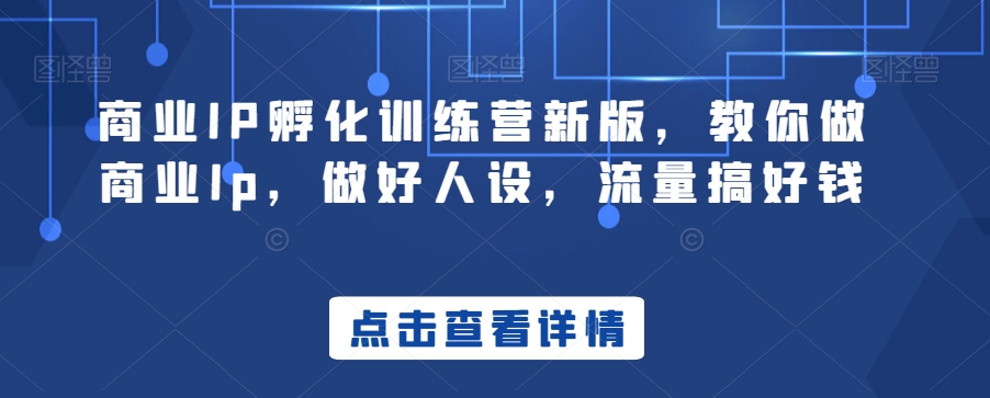 商业IP孵化训练营新版，教你做商业Ip，做好人设，流量搞好钱-福喜网创
