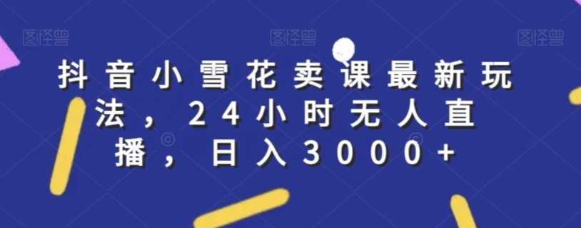抖音小雪花卖课最新玩法，24小时无人直播，日入3000+【揭秘】-福喜网创