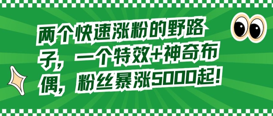 两个快速涨粉的野路子，一个特效+神奇布偶，粉丝暴涨5000起【揭秘】-福喜网创