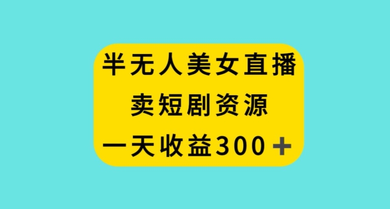 半无人美女直播，卖短剧资源，一天收益300+【揭秘】-福喜网创