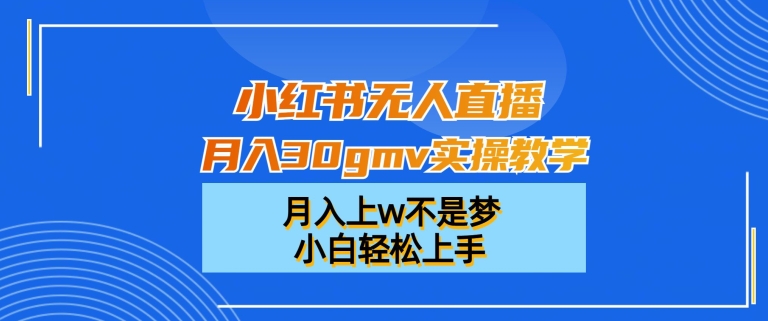 小红书无人直播月入30gmv实操教学，月入上w不是梦，小白轻松上手【揭秘】-福喜网创