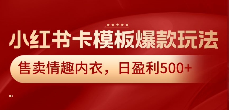 小红书卡模板爆款玩法，售卖情趣内衣，日盈利500+【揭秘】-福喜网创