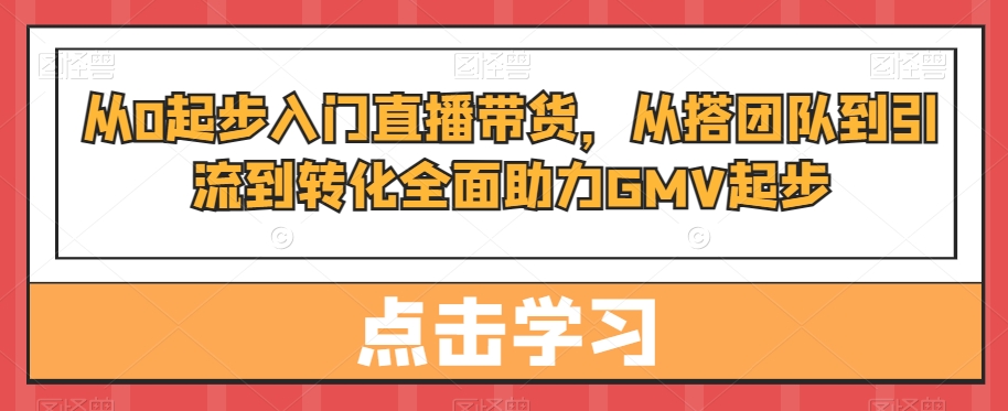 从0起步入门直播带货，​从搭团队到引流到转化全面助力GMV起步-福喜网创