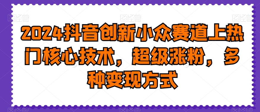 2024抖音创新小众赛道上热门核心技术，超级涨粉，多种变现方式【揭秘】-福喜网创
