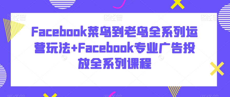 Facebook菜鸟到老鸟全系列运营玩法+Facebook专业广告投放全系列课程-福喜网创