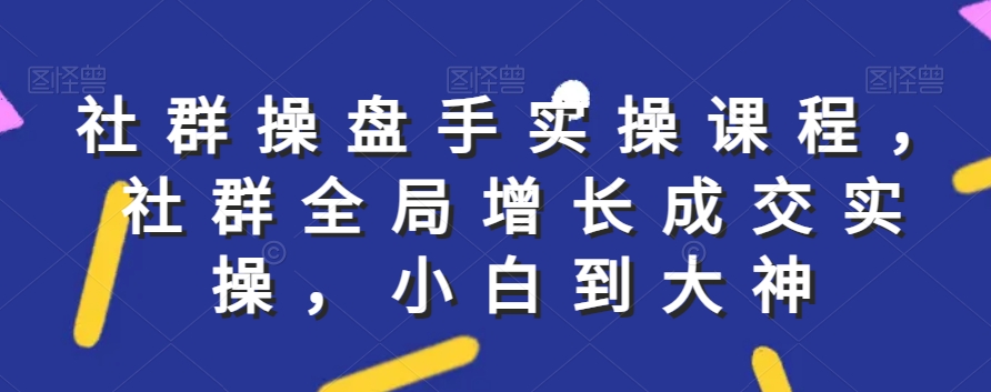 社群实操课程，社群全局增长成交实操，小白到大神-福喜网创