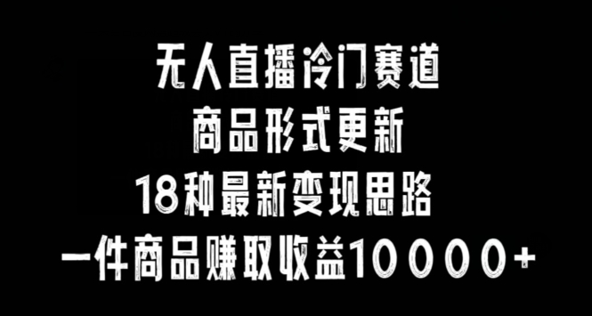 无人直播冷门赛道，商品形式更新，18种变现思路，一件商品赚取收益10000+【揭秘】-福喜网创