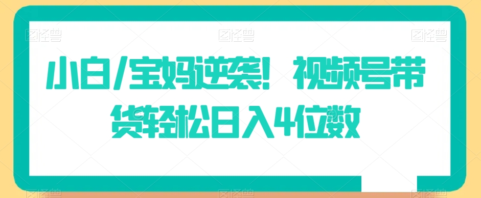 小白/宝妈逆袭！视频号带货轻松日入4位数【揭秘】-福喜网创