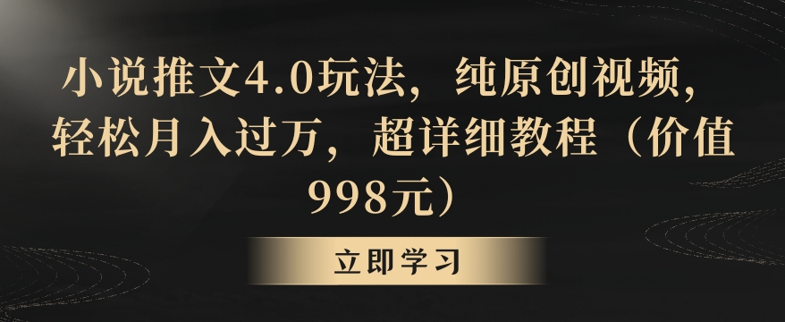 小说推文4.0玩法，纯原创视频，轻松月入过万，超详细教程（价值998元）【揭秘】-福喜网创