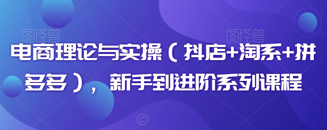 电商理论与实操（抖店+淘系+拼多多），新手到进阶系列课程-福喜网创