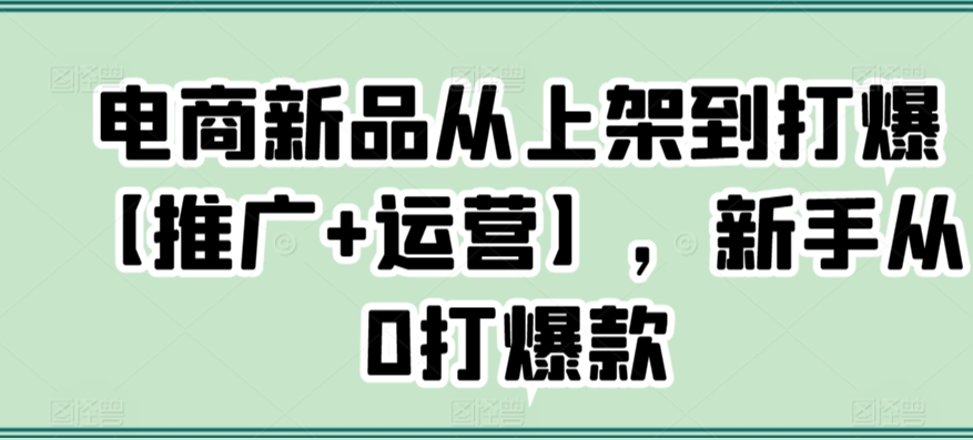 电商新品从上架到打爆【推广+运营】，新手从0打爆款-福喜网创