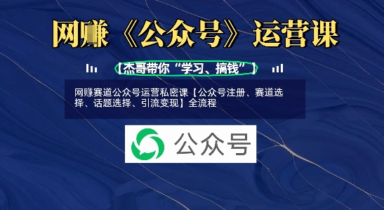 网创赛道公众号运营私密课【公众号注册、赛道选择、话题选择、引流变现】全流程-福喜网创